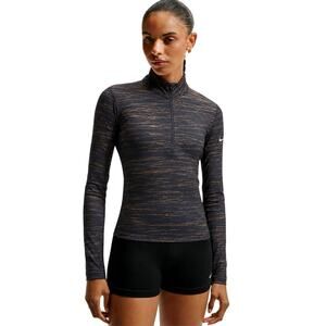 Nike Pro HyperWarm Victory Half Zip Large Copper Dark Charcoal Long Sleeve Run